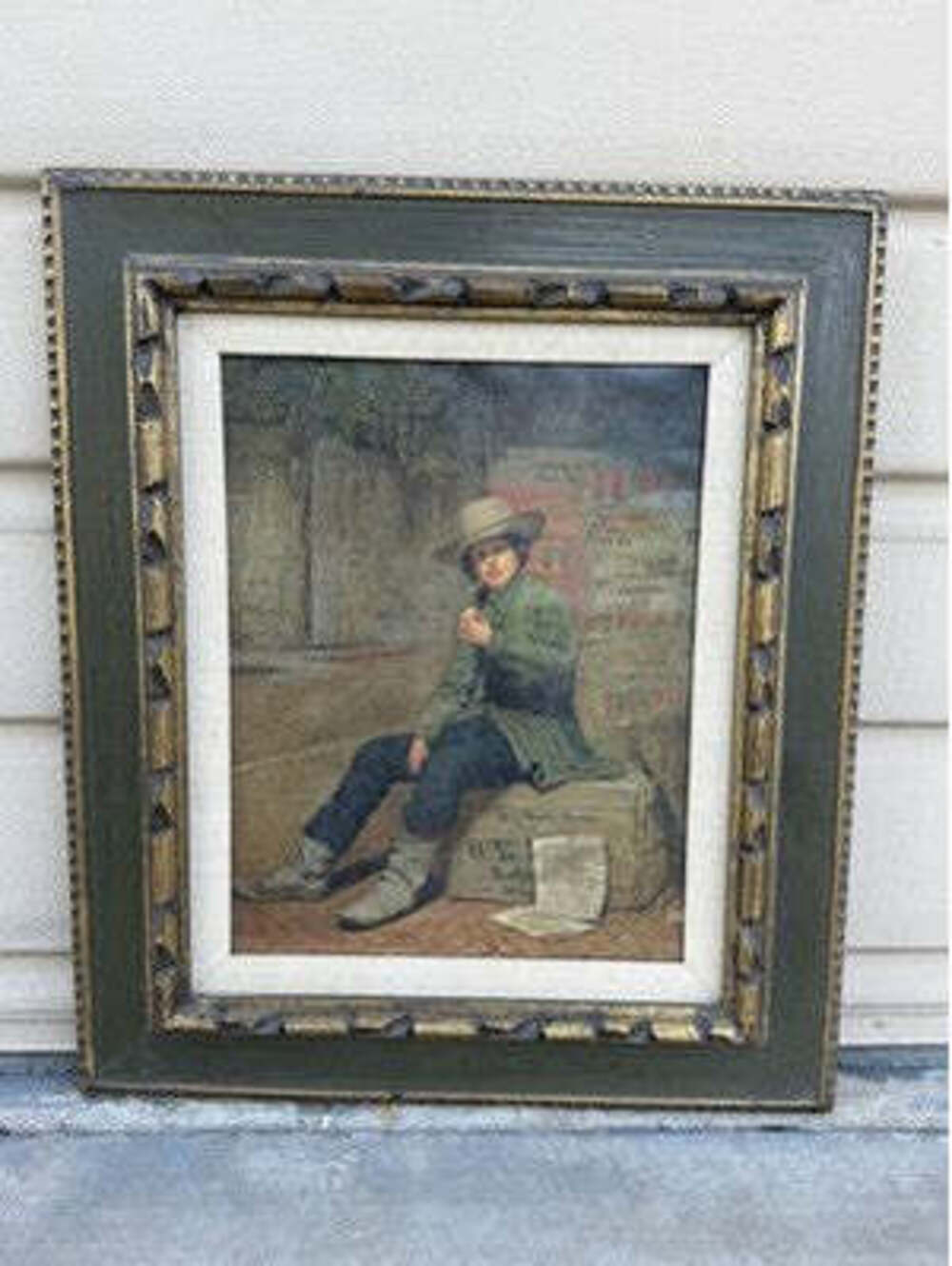 Thomas Le Clear “Buffalo Newsboy” — Vintage 1954 Licensed Giclée Framed Canvas